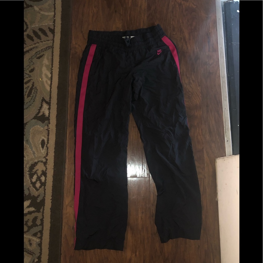 MEDIUM GRAY AND PINK NIKE TRACK SUIT PANTS